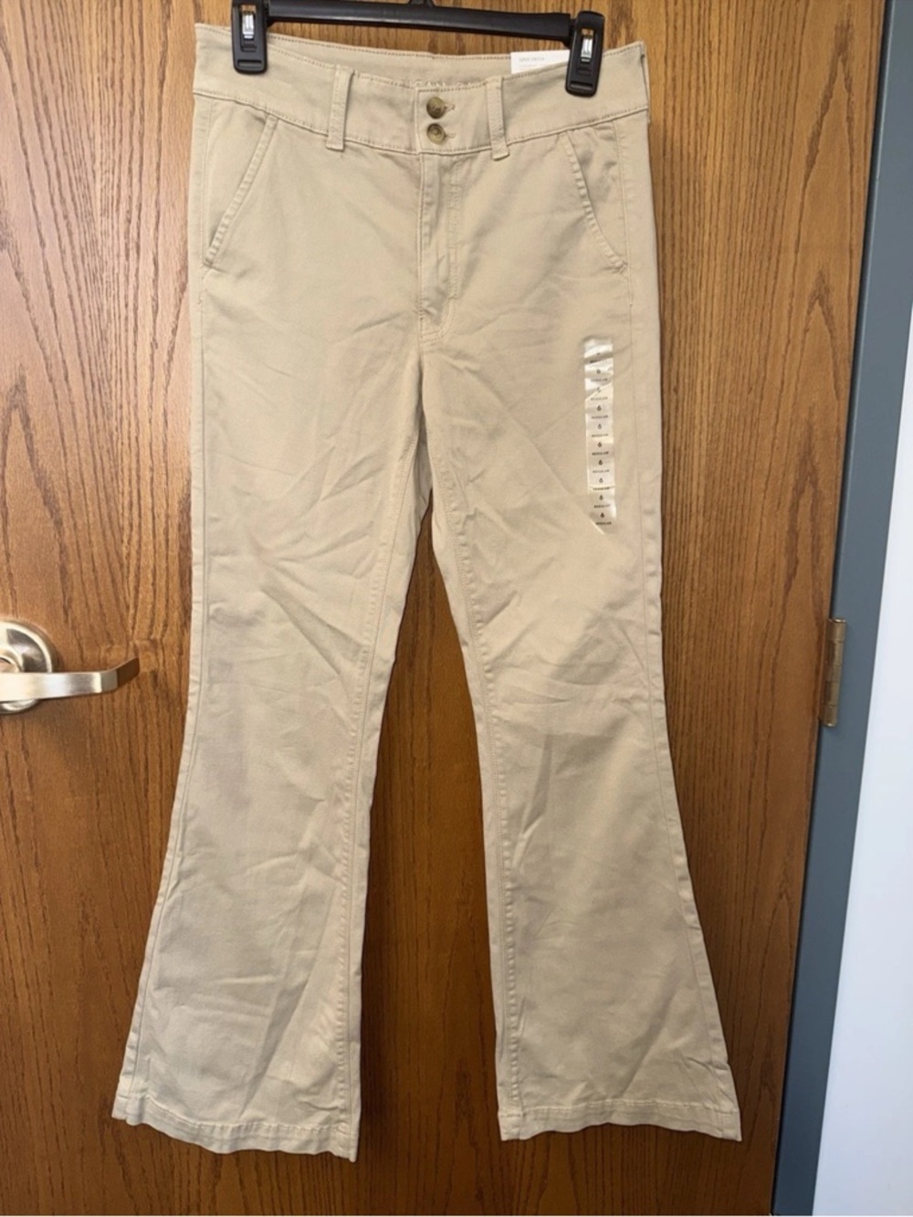 NWT American Eagle High Ride Super Stretch Artist Flare Jean Khaki Size 6